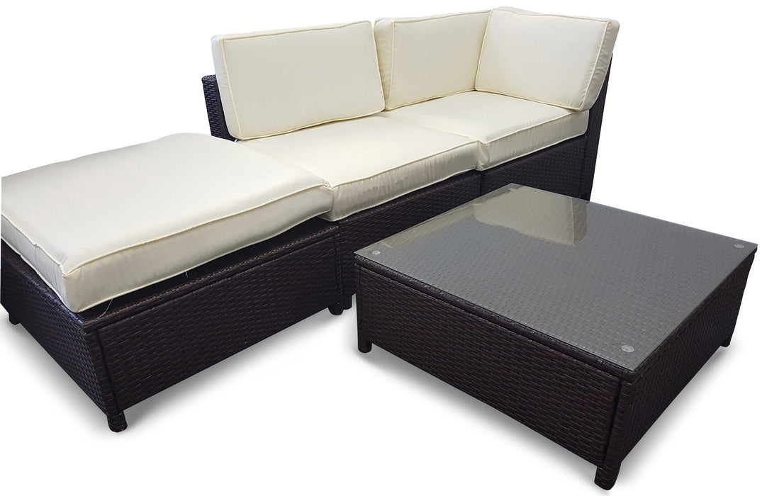 Maldive 3 Seat Outdoor Sofa - Dark Brown Cream Cushions - Bare Outdoors
