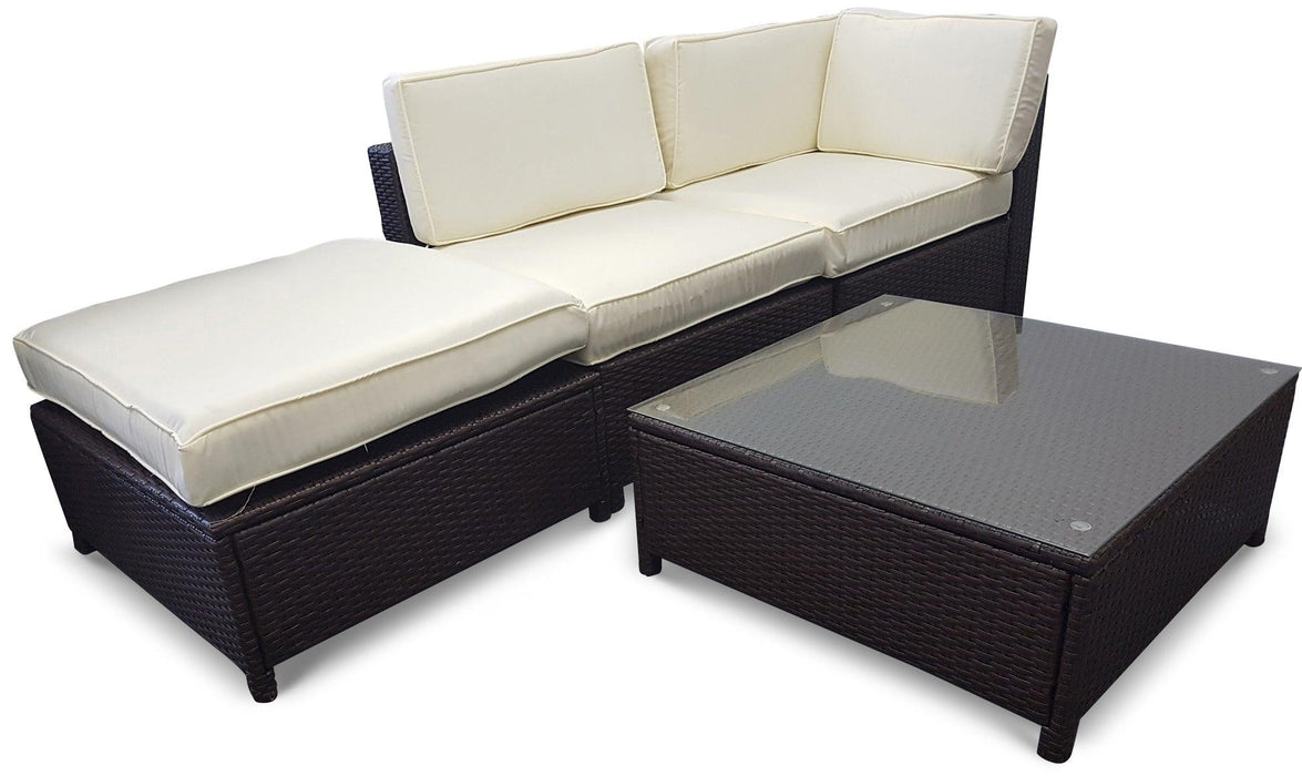 Maldive 3 Seat Outdoor Sofa - Dark Brown Cream Cushions - Bare Outdoors