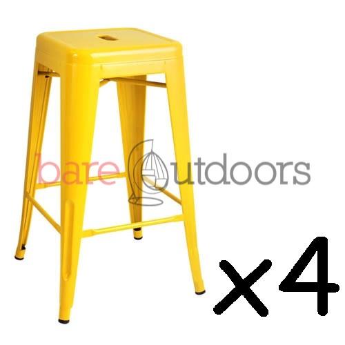 Set of Replica Tolix Bar Stool 66cm Yellow — Bare Outdoors
