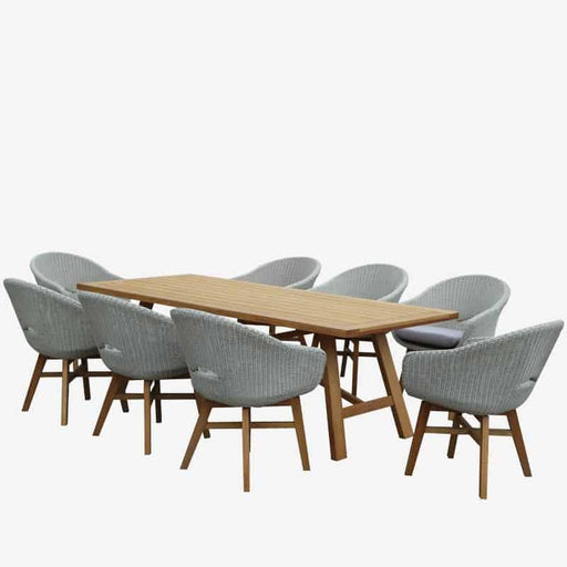 Ascot 2.3m Outdoor Dining Table + 8x Ascot Outdoor Dining Chairs