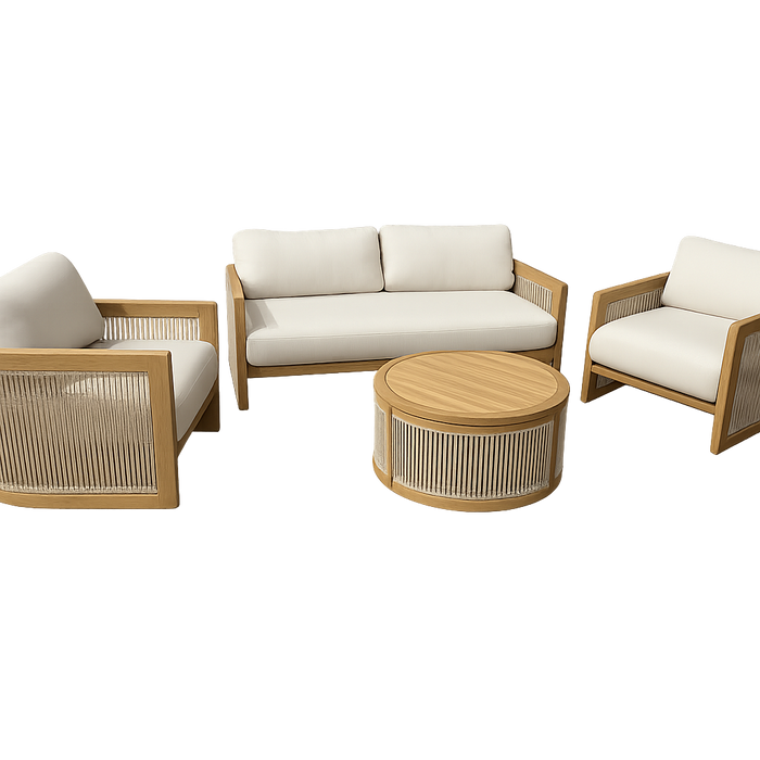 Corfu 4 Seat Timber & Rope Outdoor Lounge
