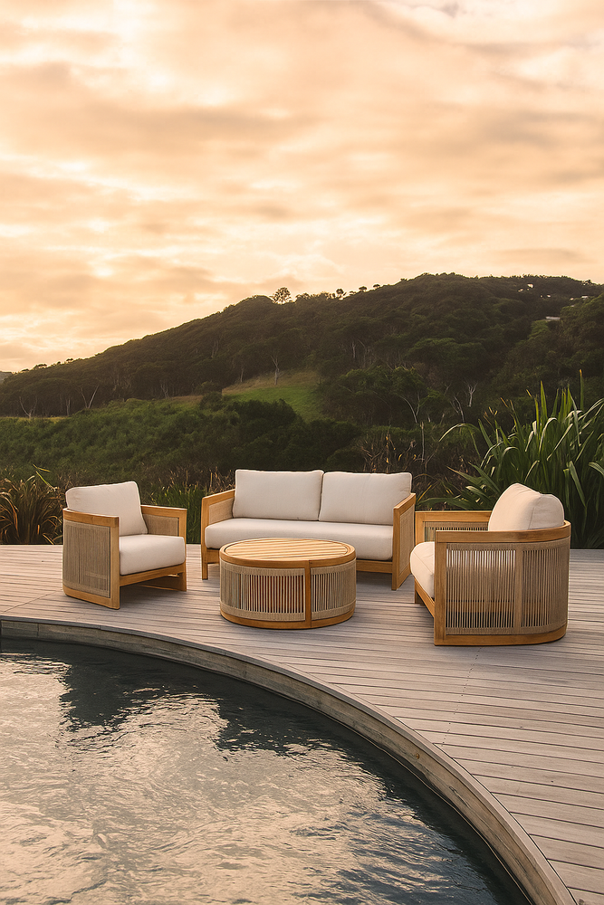 Corfu 4 Seat Timber & Rope Outdoor Lounge