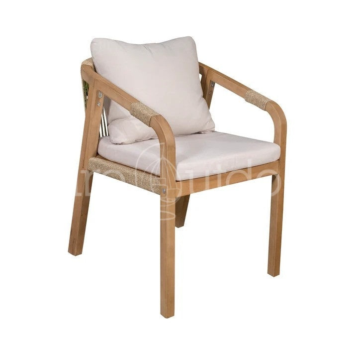 Seychelle rope and timber 6 seat dining chair