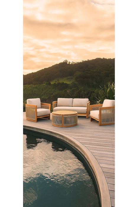 Corfu 4 Seat Timber & Rope Outdoor Lounge