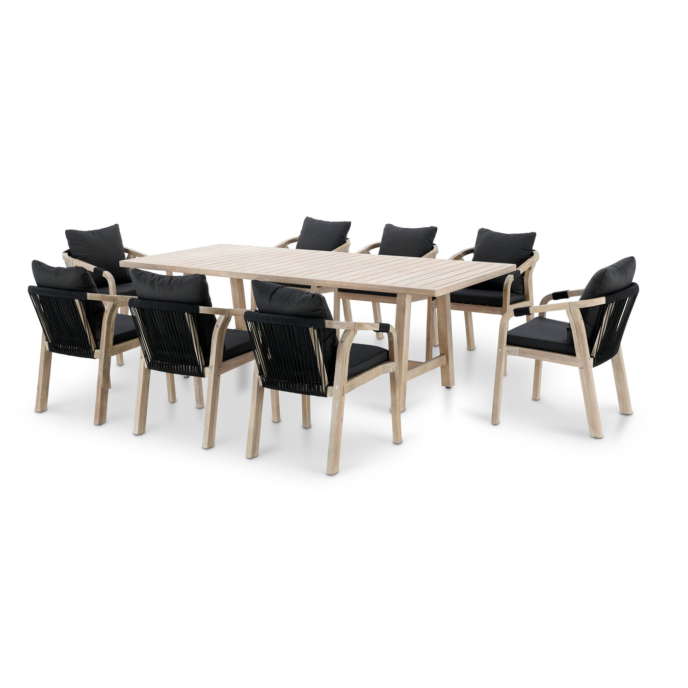Outdoor Timber Dining with Rope Chairs