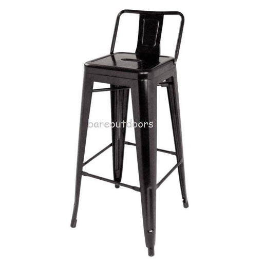 Replica Tolix Bar Stool Low Back - High Stool Chair 75cm - Black - Bare Outdoors