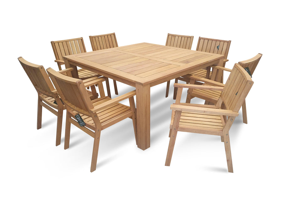 Kiama 8 Seat Squared Outdoor Dining Setting - Bare Outdoors