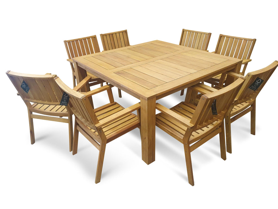Kiama 8 Seat Squared Outdoor Dining Setting - Bare Outdoors