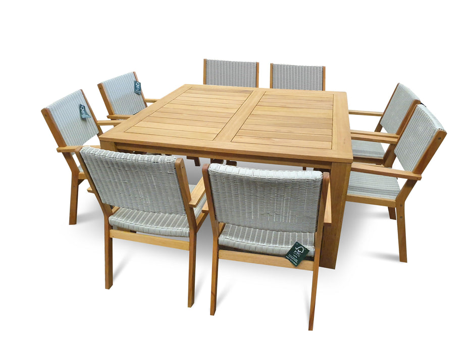 Coral 8 Seat Sqaured Outdoor Dining Setting - Bare Outdoors