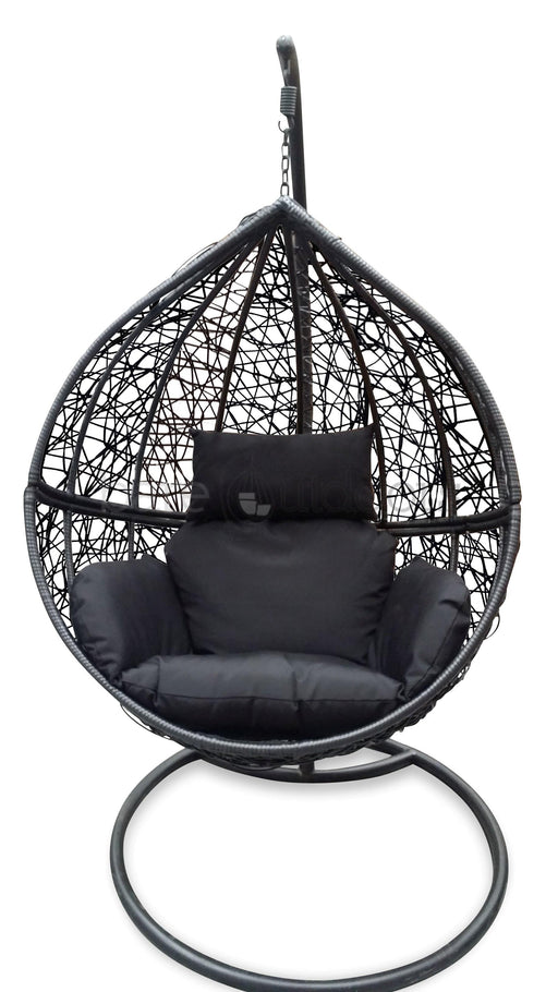 Outdoor Hanging Ball Chair - Black & Black - Bare Outdoors