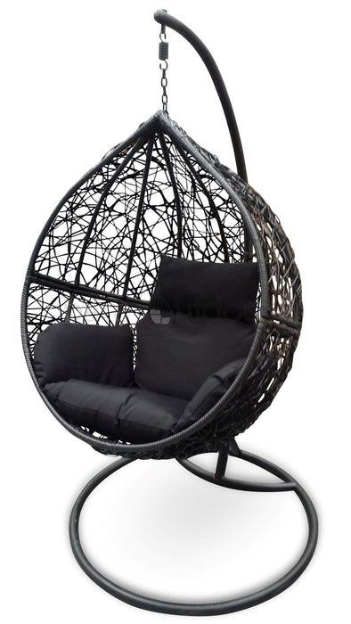 Outdoor Hanging Ball Chair - Black & Black - Bare Outdoors
