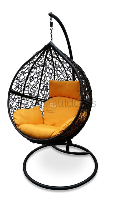 Outdoor Hanging Ball Chair - Black & Yellow - Bare Outdoors