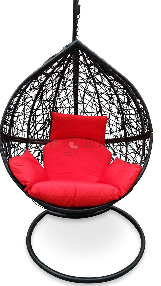 Outdoor Hanging Ball Chair - Black & Red - Bare Outdoors