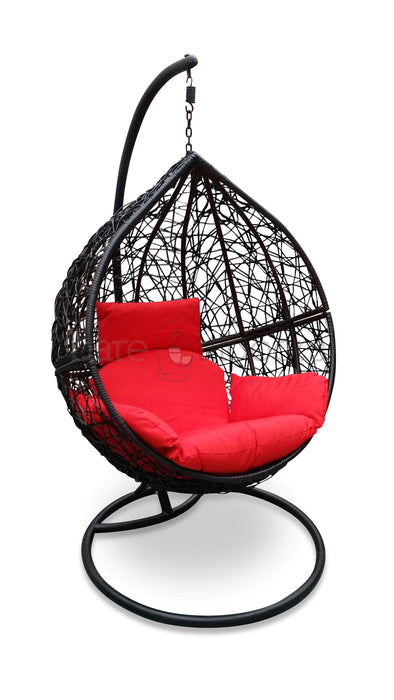 Outdoor Hanging Ball Chair - Black & Red - Bare Outdoors