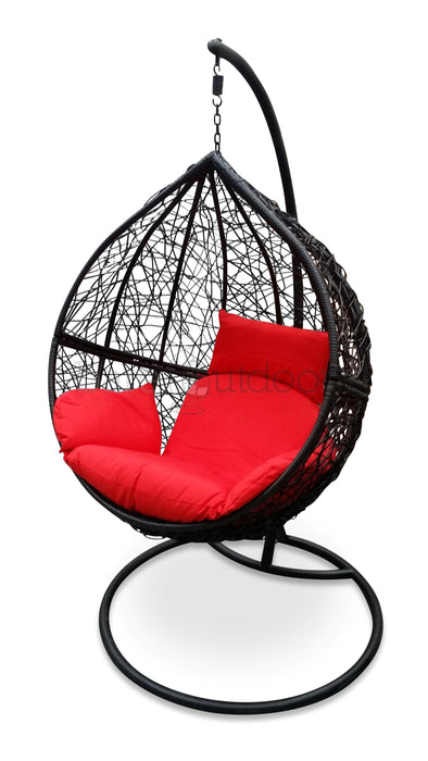Outdoor Hanging Ball Chair - Black & Red - Bare Outdoors
