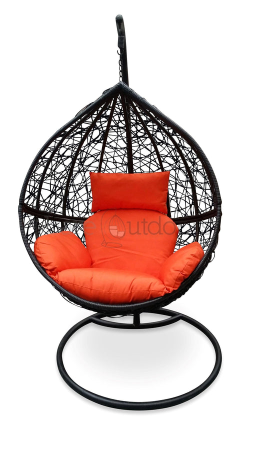 Outdoor Hanging Ball Chair - Black & Orange - Bare Outdoors