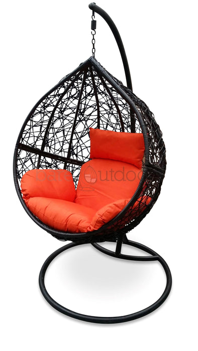 Outdoor Hanging Ball Chair - Black & Orange - Bare Outdoors
