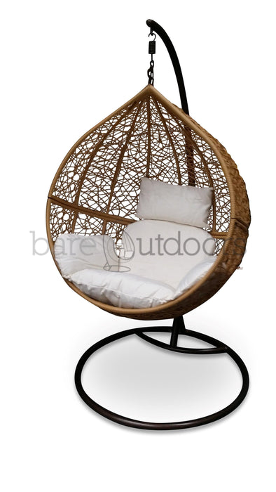 Outdoor Hanging Ball Chair - Natural & Beige - Bare Outdoors