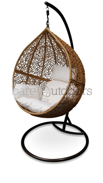 Outdoor Hanging Ball Chair - Natural & Beige - Bare Outdoors