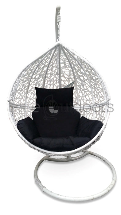Outdoor Hanging Ball Chair - White & Black - Bare Outdoors
