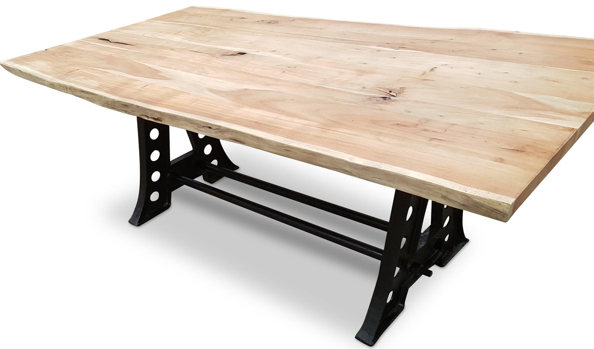 Recycled Acacia Wood Industrial Dining Table - Bare Outdoors