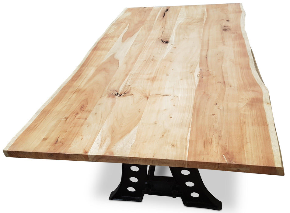 Recycled Acacia Wood Industrial Dining Table - Bare Outdoors