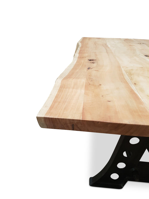 Recycled Acacia Wood Industrial Dining Table - Bare Outdoors