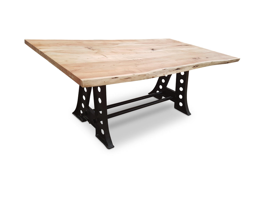Recycled Acacia Wood Industrial Dining Table - Bare Outdoors