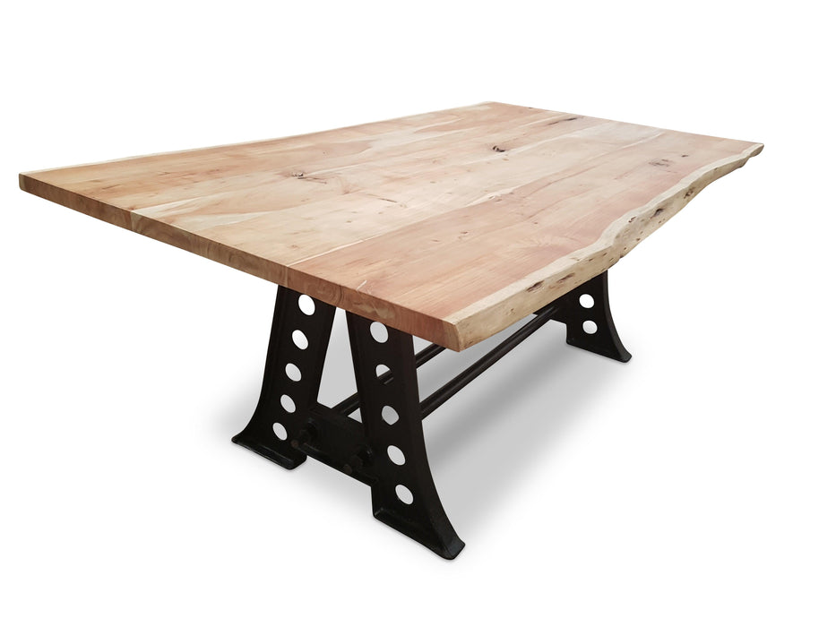 Recycled Acacia Wood Industrial Dining Table - Bare Outdoors