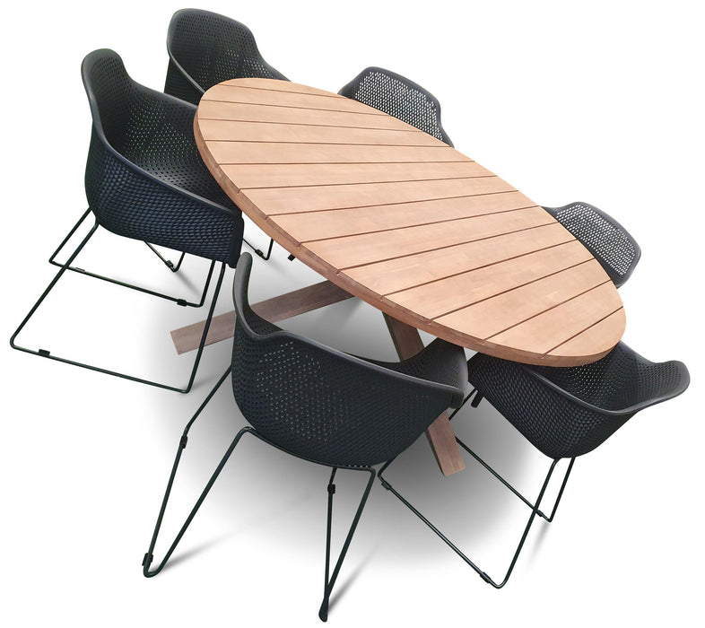 Sorrento 6 Seat Round Dining Setting - Bare Outdoors