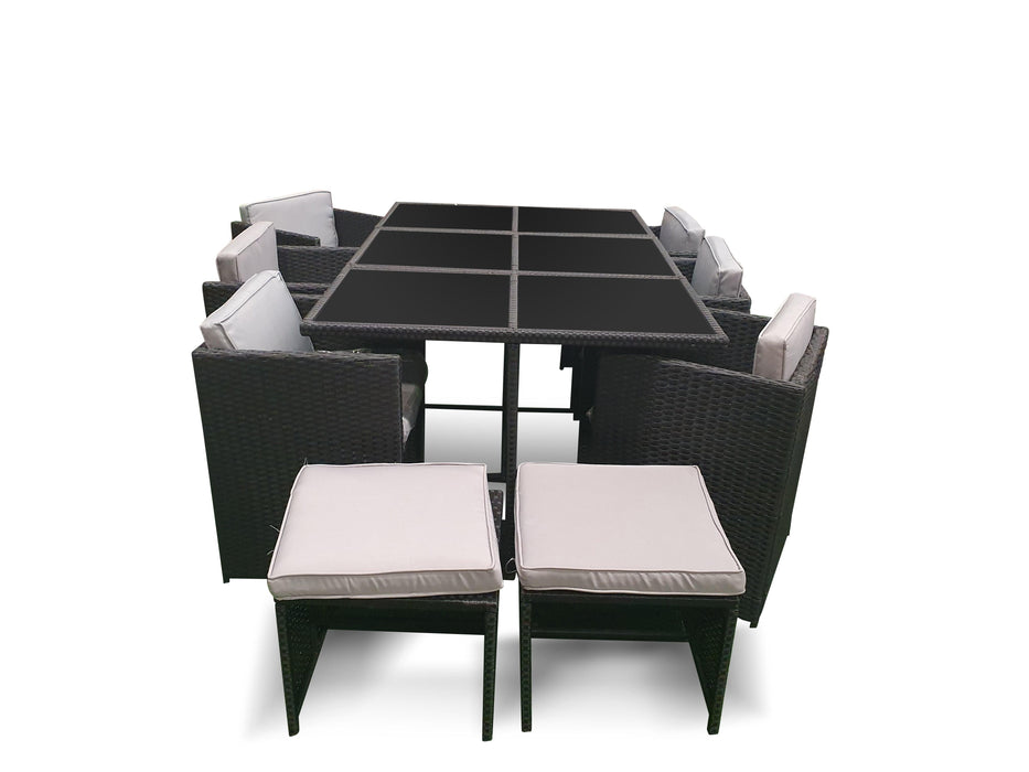 Savannah Outdoor Dining Set – Black & White 10 Seater - Bare Outdoors