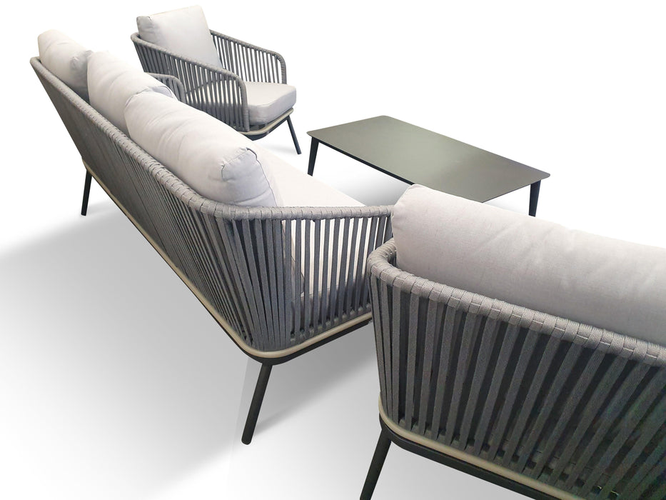 Velessaru 5 Seat Aluminium & Rope Lounge Suite - Bare Outdoors