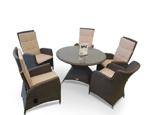 Madagascar 6 Seat Reclining Outdoor Dining Setting - Bare Outdoors