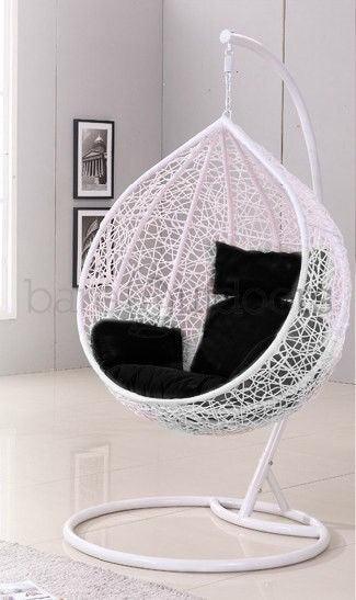 Outdoor Hanging Ball Chair - White & Black - Bare Outdoors
