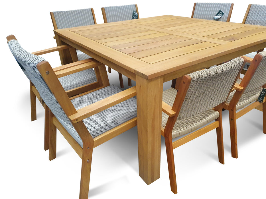 Coral 8 Seat Sqaured Outdoor Dining Setting - Bare Outdoors