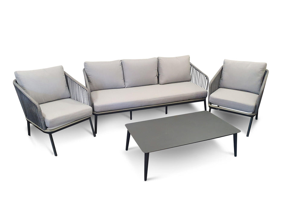 Velessaru 5 Seat Aluminium & Rope Lounge Suite - Bare Outdoors