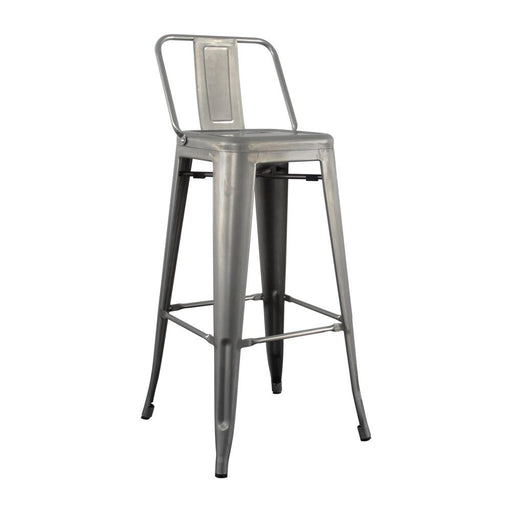 Replica Tolix Low Back - High Stool Chair 75cm - Galvanized - Bare Outdoors