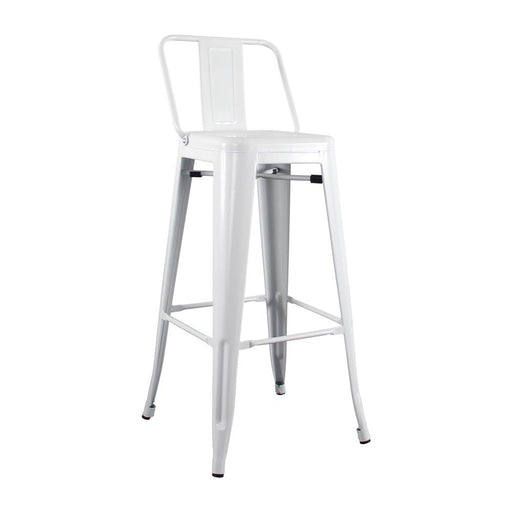 Replica Tolix Bar Stool Low Back - High Stool Chair 75cm - White - Bare Outdoors