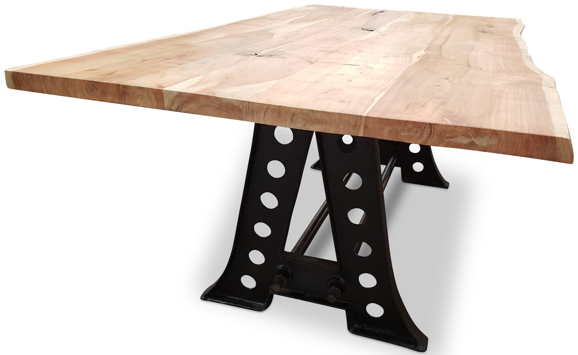 Recycled Acacia Wood Industrial Dining Table - Bare Outdoors