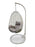 Cocoon Hanging Chair - White Pod Chair with Light Grey Cushion - Bare Outdoors