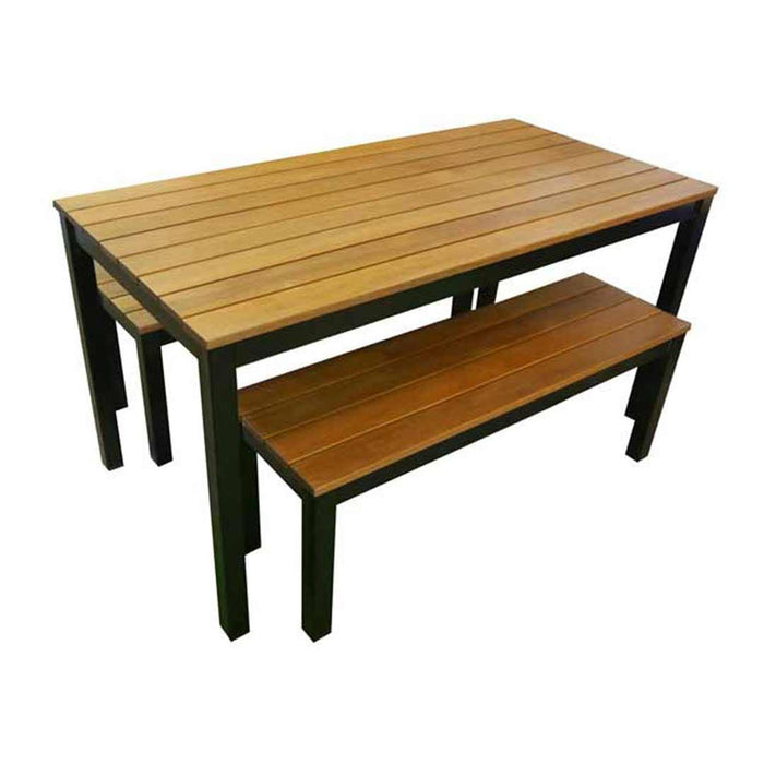 Teramo Table  (150 x 75) and Bench Set - Gun Metal - Bare Outdoors