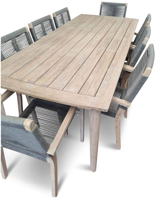 Hudson 8 Seat Rope Weave & Timber Dining Setting