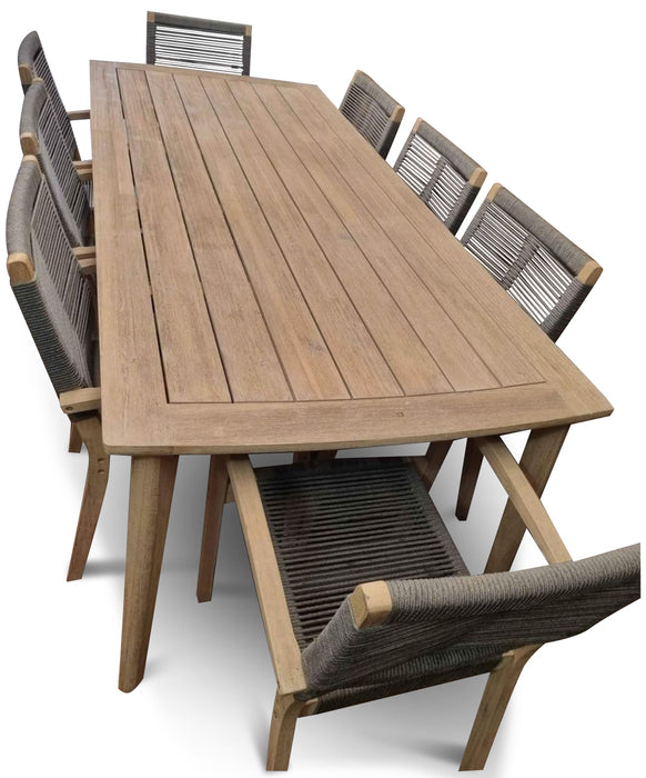 Hudson 8 Seat Rope Weave & Timber Dining Setting