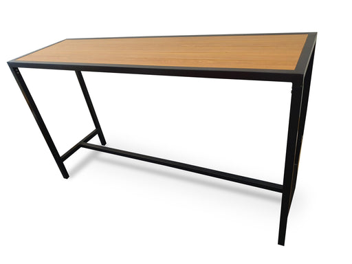 Axel Aluminium Matte Black Bar Table Slatted Teak Top - Bare Outdoors