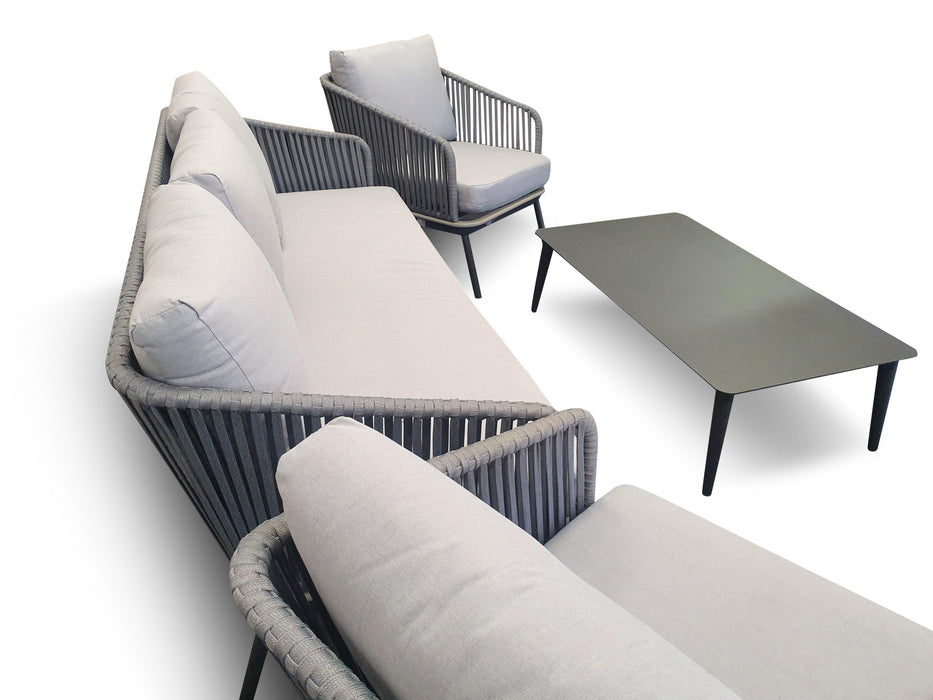 Velessaru 5 Seat Aluminium & Rope Lounge Suite - Bare Outdoors