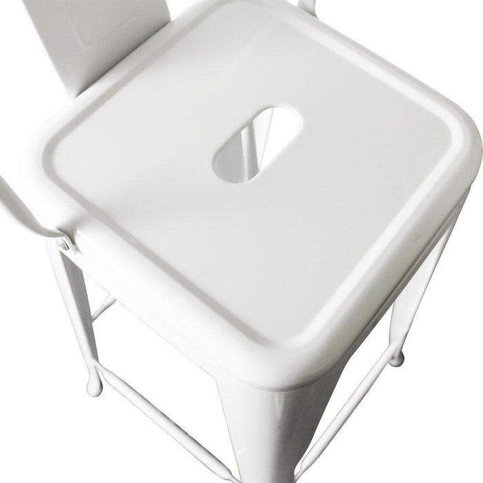 Replica Tolix Bar Stool Low Back - High Stool Chair 75cm - White - Bare Outdoors