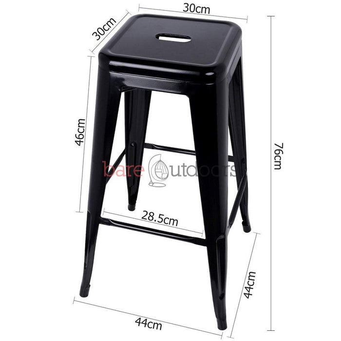 Replica Tolix Bar Stool 75cm - Black - Bare Outdoors