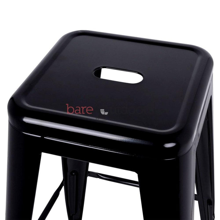 Replica Tolix Bar Stool 75cm - Black - Bare Outdoors
