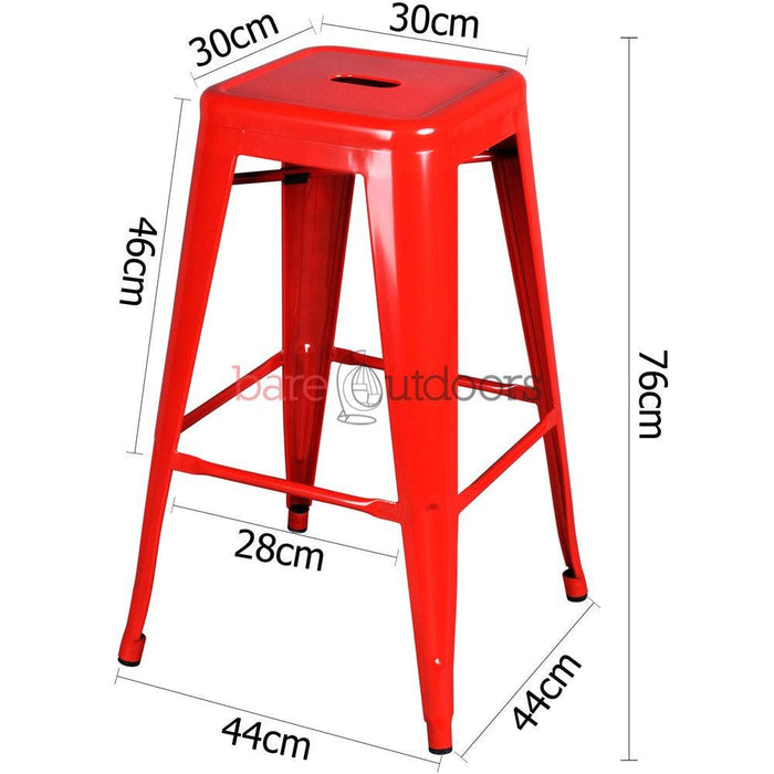 Replica Tolix Bar Stool 75cm - Red - Bare Outdoors