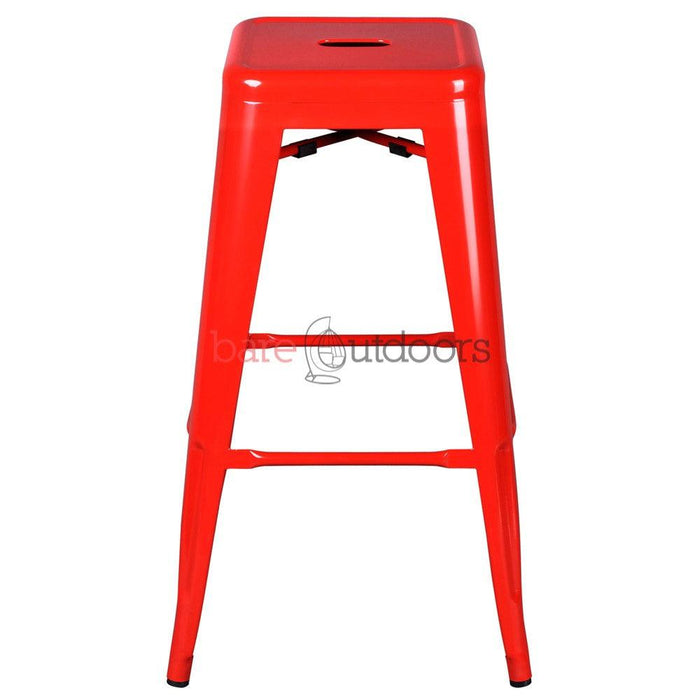 Replica Tolix Bar Stool 75cm - Red - Bare Outdoors